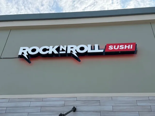 Rock N Roll Sushi halo-lit channel letters